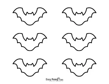 Six small bat outlines with sharp ears and scalloped wings.