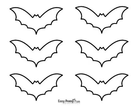 Six small bat outlines featuring sharp pointed ears.
