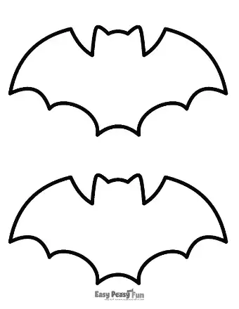 Two bat outlines with pointed ears and scalloped wing bottoms.